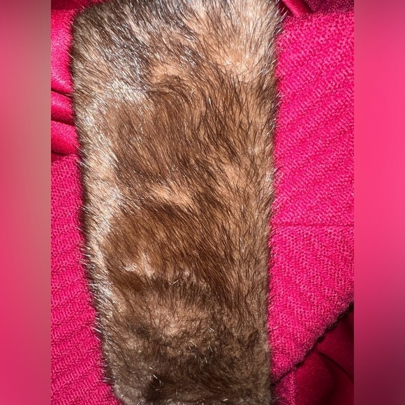 Vintage 50s Boucle Princess style coat mink fur cuffs - Picture 6 of 7